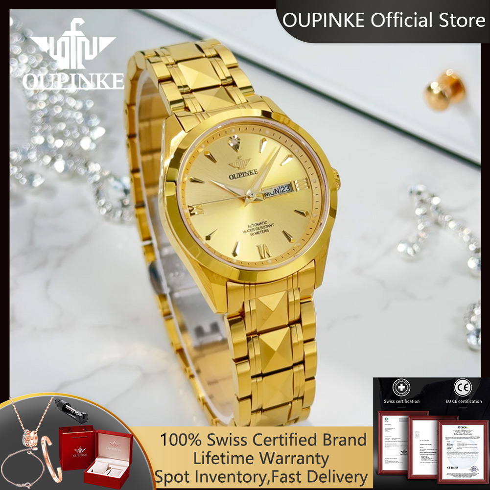 Sapphire Crystal Display - OUPINKE 3306 Real Diamond Woman Watch