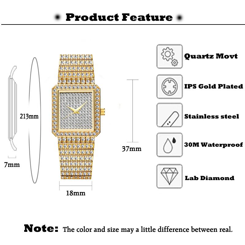 MISSFOX Diamond Watch For Wome - Luxury Watch Square review and price