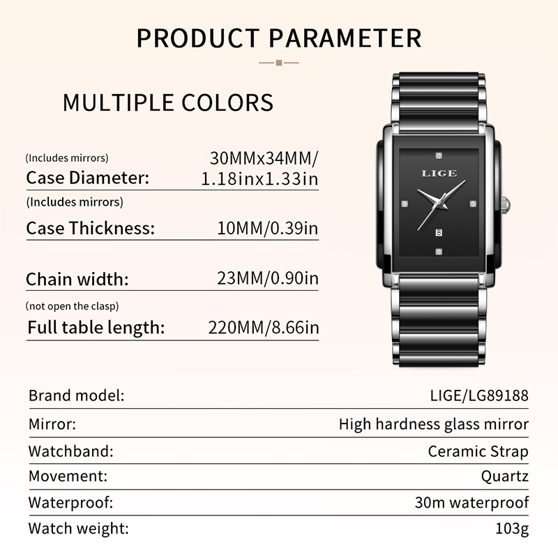 LIGE New Luxury Women Watches  - Luxury Watch Square review and price