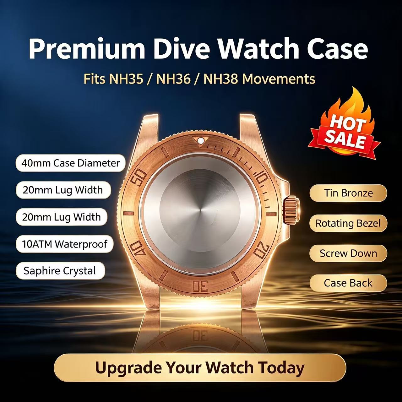 40mm Tin Bronze Dive Watch Cas - Bronze Case Watch review and price