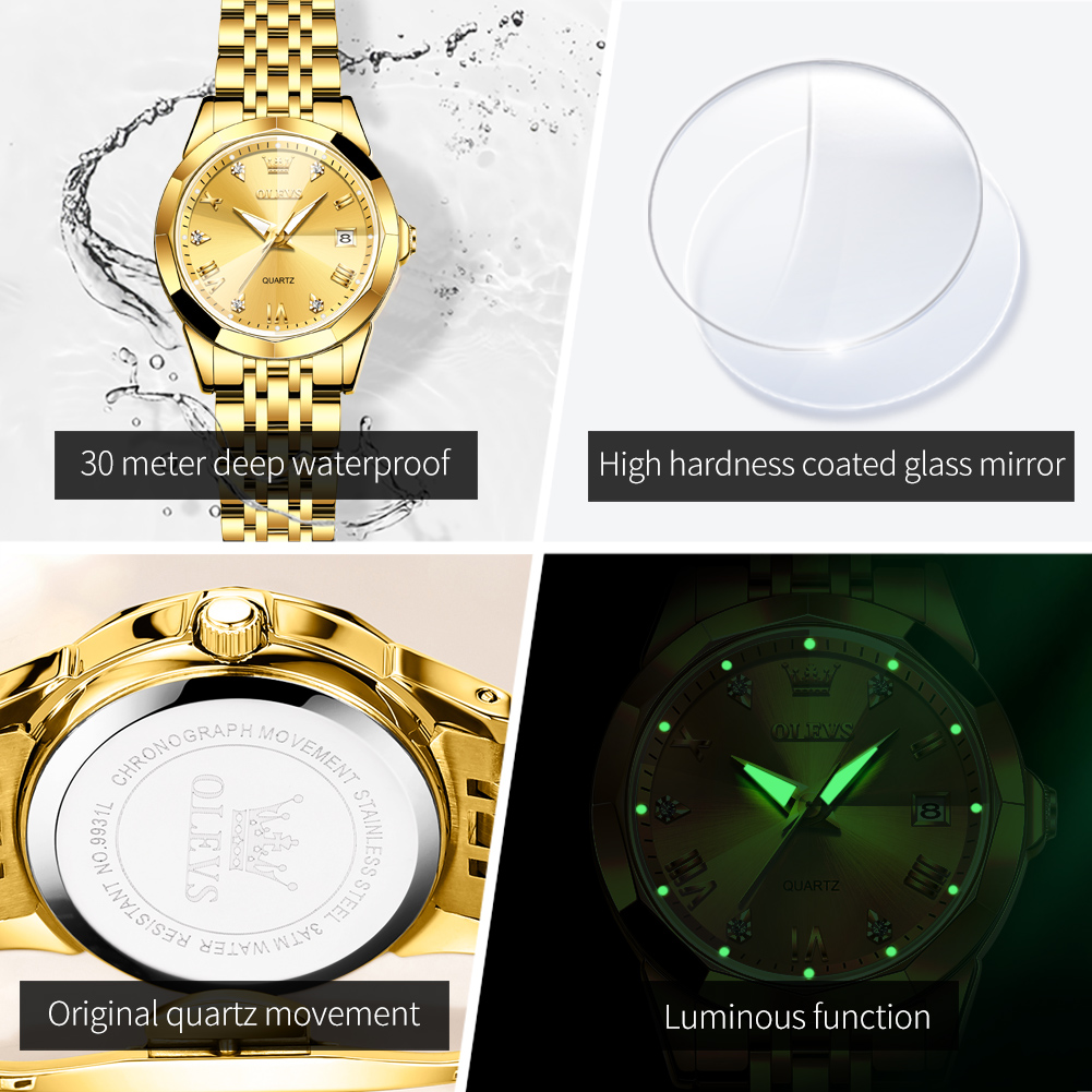 OLEVS Fashion Golden Watch for - Luxury Watch Logo review and price